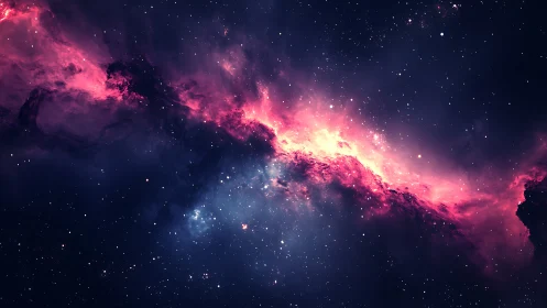 Pink nebula band stretching across deep star field.