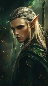 Forest elf guardian with luminous gaze and quiet power.