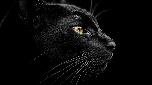 Black Cat's Golden Gaze: A Portrait of Feline Grace.