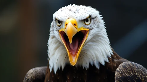 Close-up of Bald Eagle Screaming in Dramatic Wildlife Portrait.