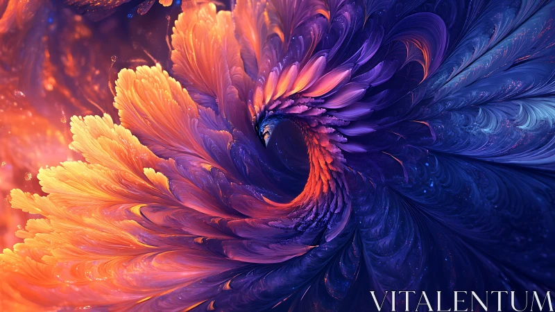 Spiraling phoenix-feather nebula curls into luminous night