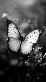 Monochrome butterfly macro with shallow depth and soft bokeh