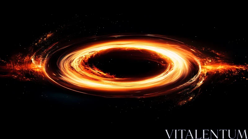 Black Hole Accretion Disk. Spiral vortex of golden fire.