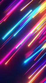 Neon light streak trajectories on deep gradient background field
