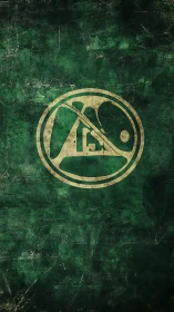 Weathered green texture surrounds distressed emblem circle