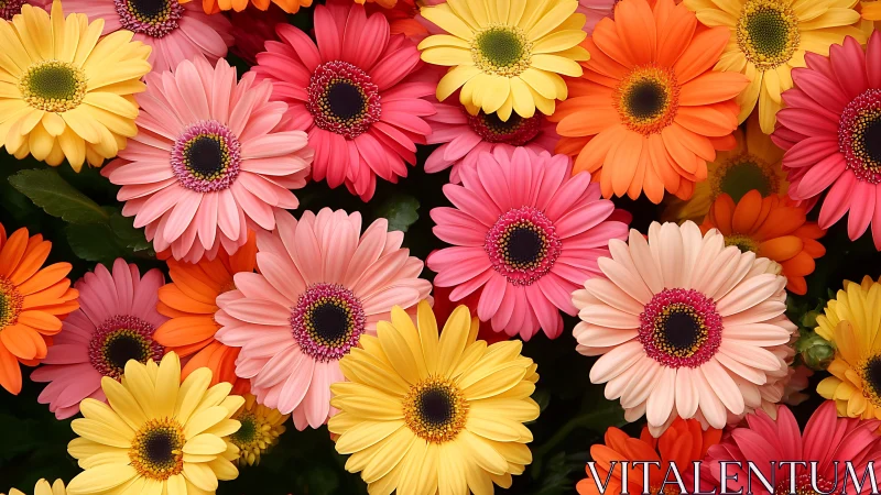 Rainbow Gerberas Dancing in Cheerful Abundance.