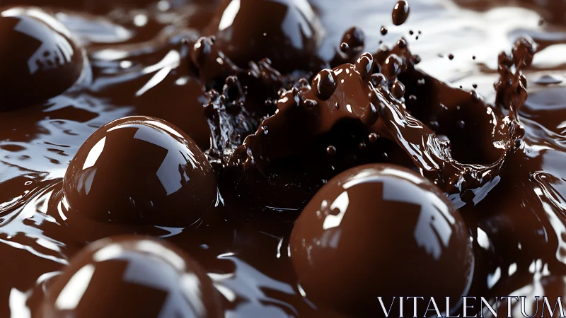 Spherical objects in viscous dark liquid with surface splashes.