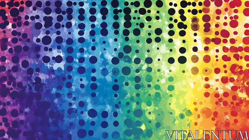 Chromatic halftone field with stochastic radial dot dispersion.