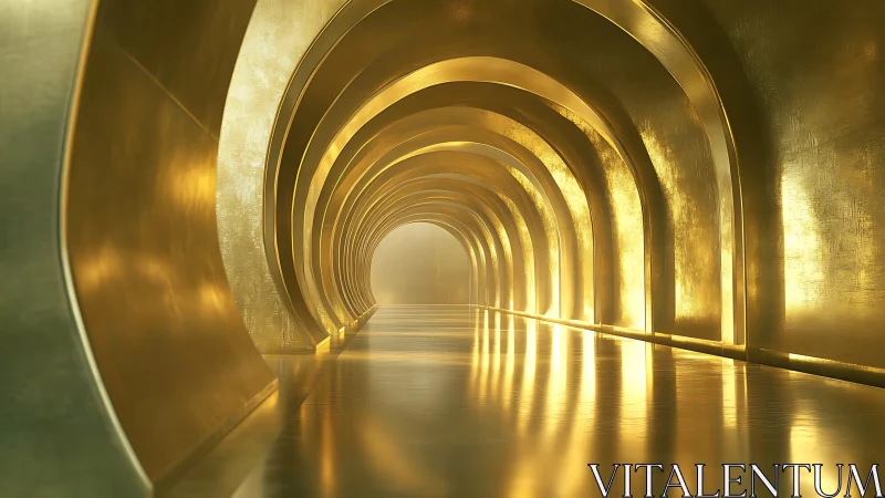 Golden Tunnel of Light Leading Through Infinite Arches