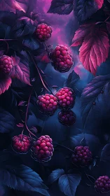 Twilight berries glowing softly among dreamy forest leaves.