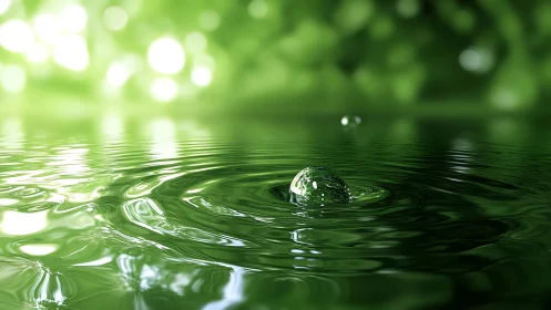 Emerald ripple bloom as a single droplet crowns still water.