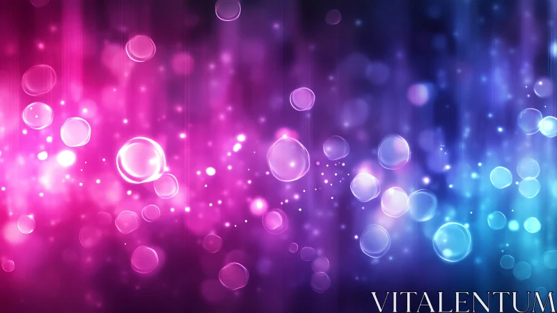 Vibrant Abstract Bokeh Lights with Pink and Blue Gradient Background.