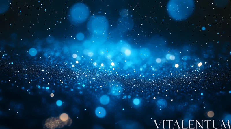 Blue bokeh particle field with shallow depth of focus.