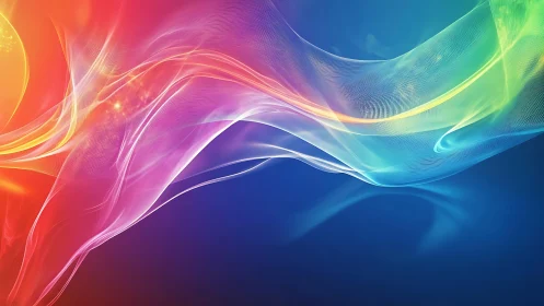 Prismatic wind ribbons drift across a glowing digital horizon.