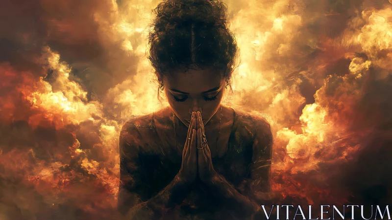 Quiet soul in golden clouds finds a moment of peace.