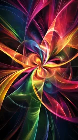 Radiant neon vortex unfurls as swirling abstract energy