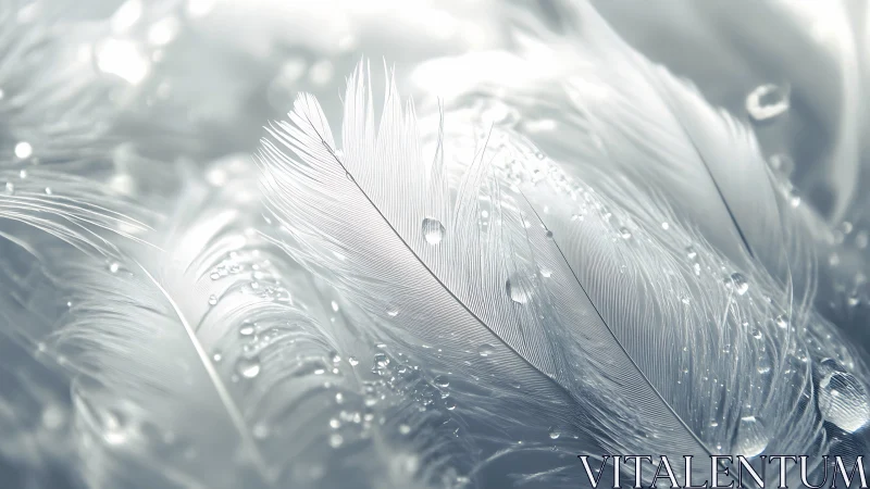 Silver hush of dewlit feathers in soft morning shimmer.