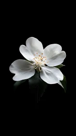 White Jasmine Blossom Against Black Background. Studio Botanical Portrait.