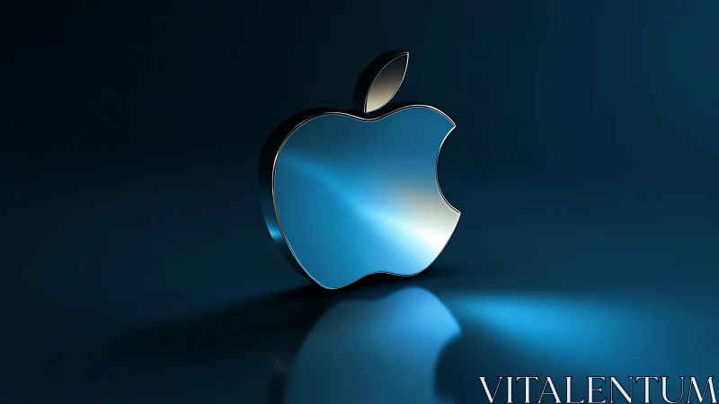 Luminescent Apple Logo: 3D Rendered Tech Icon on Teal.