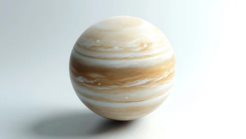 High-key 3D render of Jupiter-like gas giant sphere model.