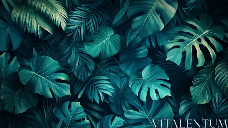 Lush jungle leaves invite a calm escape into layered green