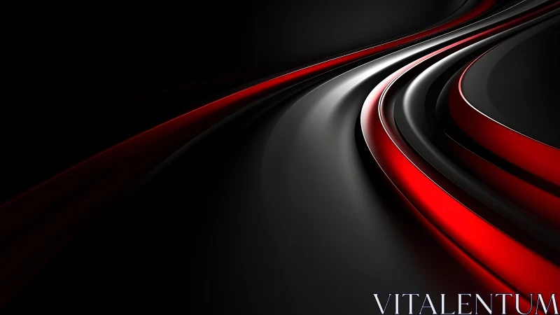 Sleek black and red abstract curves in modern digital art style.