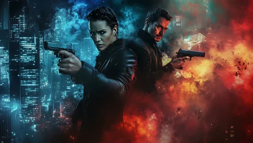 City of sparks and shadows with two relentless vigilantes.