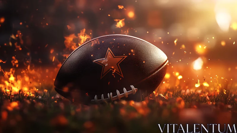 Star-marked football smolders like a comet in tall grass