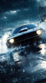 Headlight fury tears through a rain-soaked midnight street