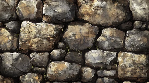Weathered stone wall texture with rough stacked blocks.