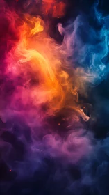 Vibrant nebula smoke swirls blend fire and cool light.