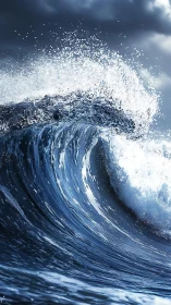 Storm-born ocean titan rears up in silver-sprayed fury.