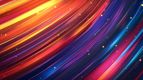 Radiant neon light trails sweep across a vibrant digital space