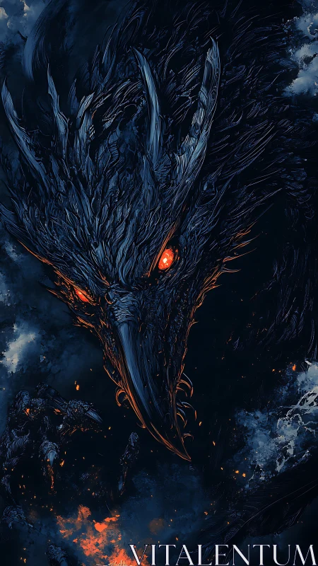 Digital painting of infernal raven construct in stormfire void.