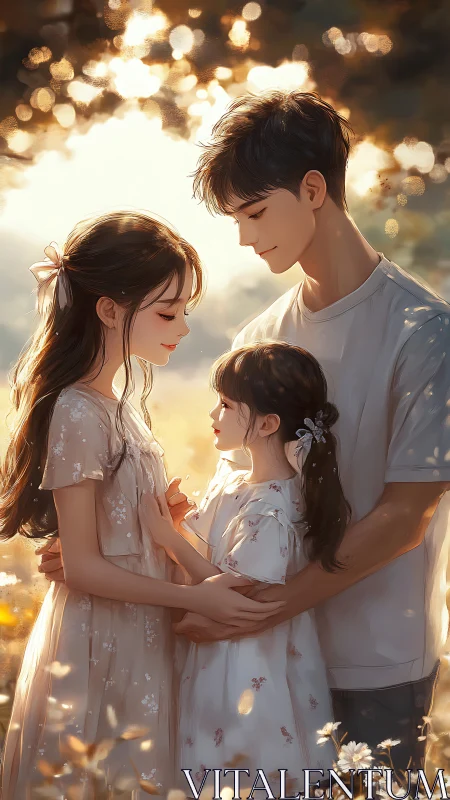 Family Moment in Golden Hour Light.