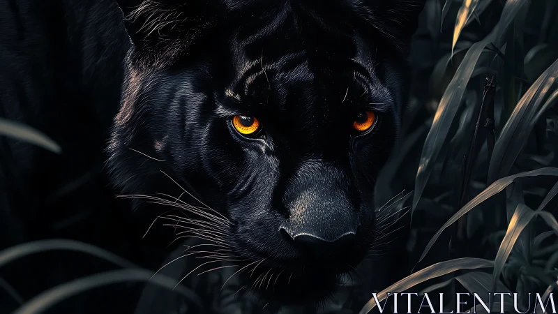 Black Panther Portrait with Amber Eyes.
