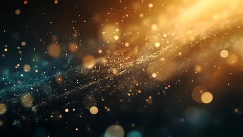 Starlit dust river swirling through amber midnight hush.