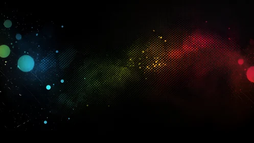 Digital neon particle gradient with vector halftone fields.