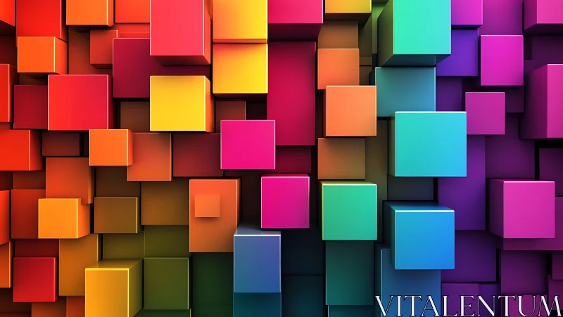 3D chromatic cube matrix with layered geometric depth.