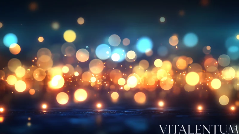 Defocused multicolor light bokeh over dark ground plane.