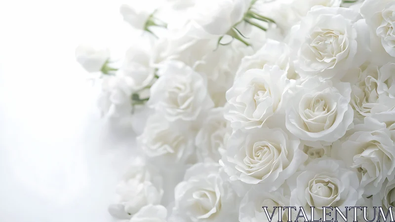 White Roses Blooming. Delicate Petals, Luminous Garden Beauty.