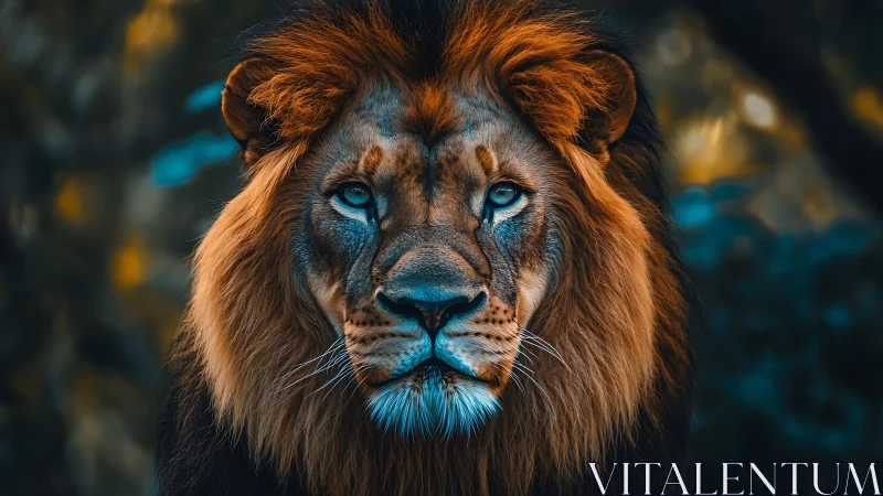 Majestic lion portrait rendered in high-contrast photorealism