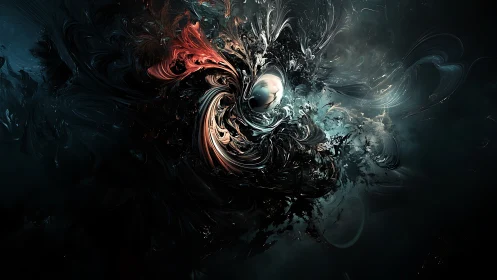 Turbulent fractal vortex surrounding luminous central sphere.