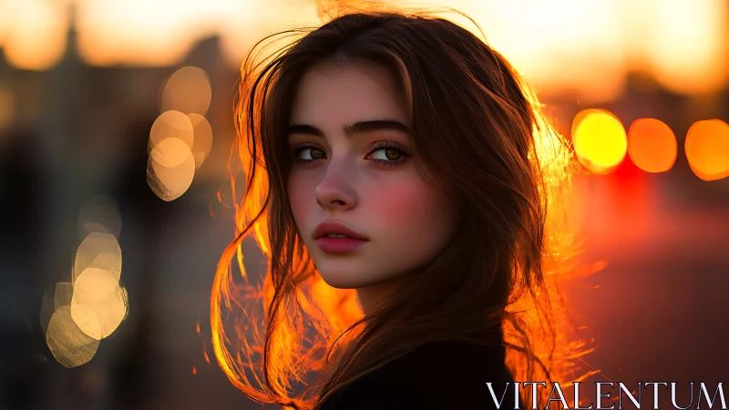 Sunlit bokeh portrait in cinematic evening backlight rendering.