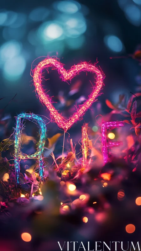 Neon Light Typography: LOVE Heart Shape Glowing Display