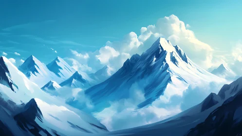 Skybound sapphire peaks drifting in oceans of cloudlight.