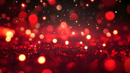 Vibrant Red Glitter Bokeh Background with Festive Sparkle Effect.