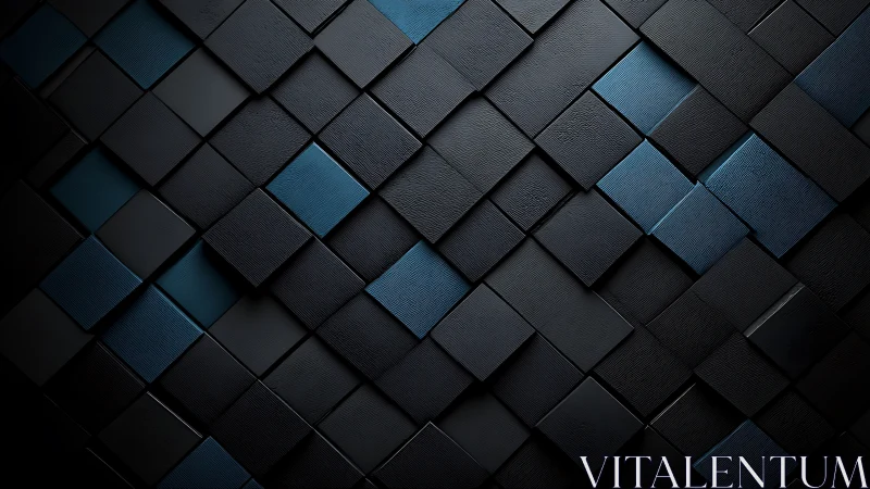Midnight blue geometric tiles in a calm woven rhythm.