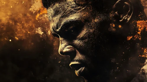 Quiet strength in a glowing, textured portrait of resolve.