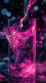 Neon splash ballet in a glass of electric magenta night.